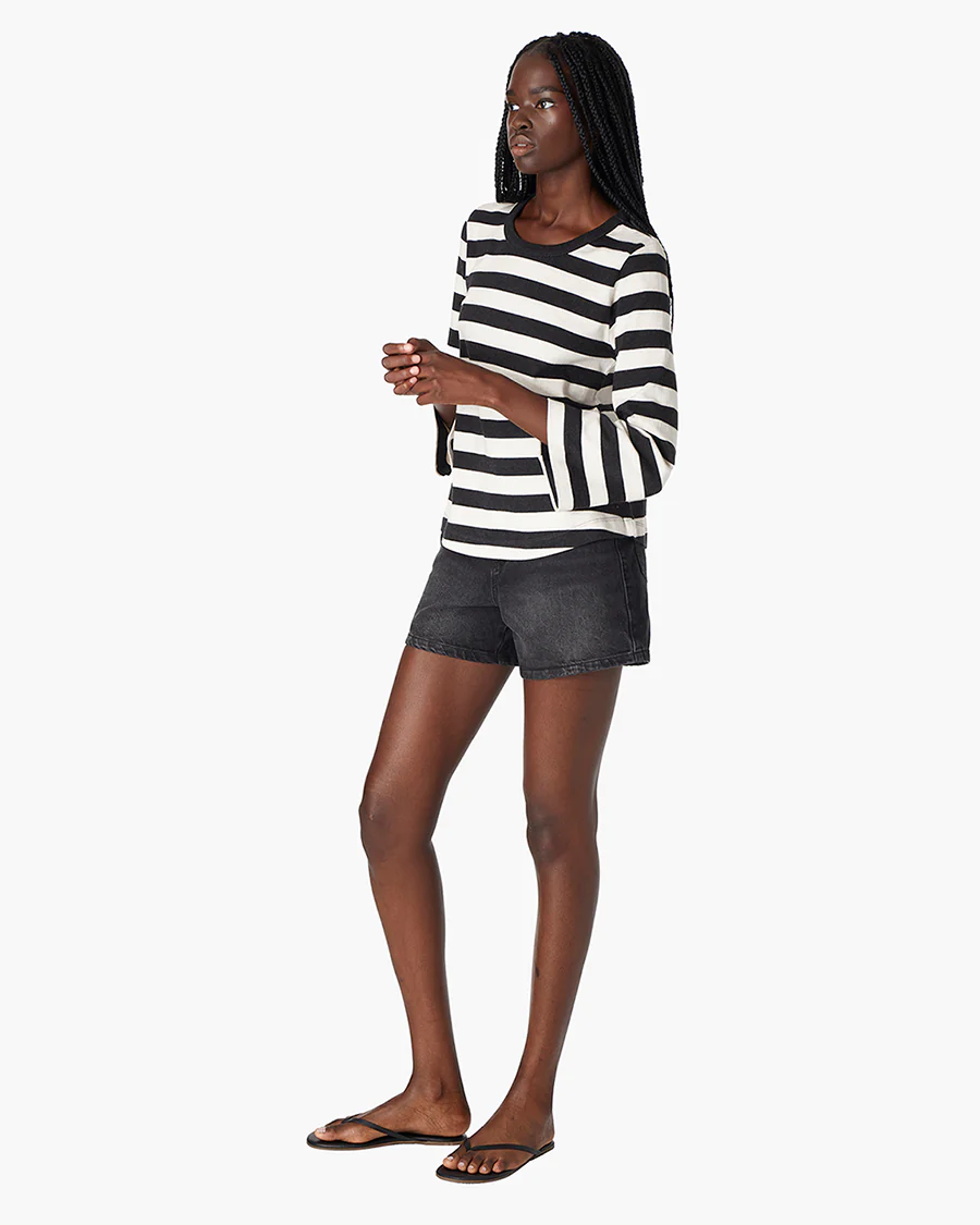 Classic Striped 3/4 Tee - Black/White - Image 2