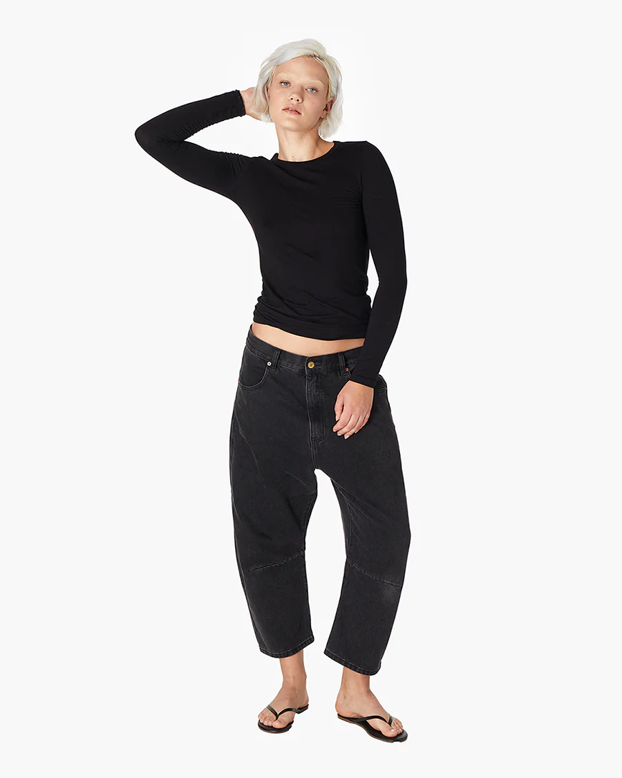 Long Sleeve Stretch Crewneck - Black