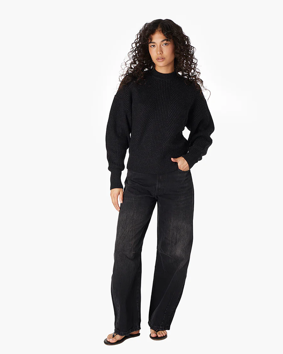 Merino Knit Crewneck - Black - Image 2