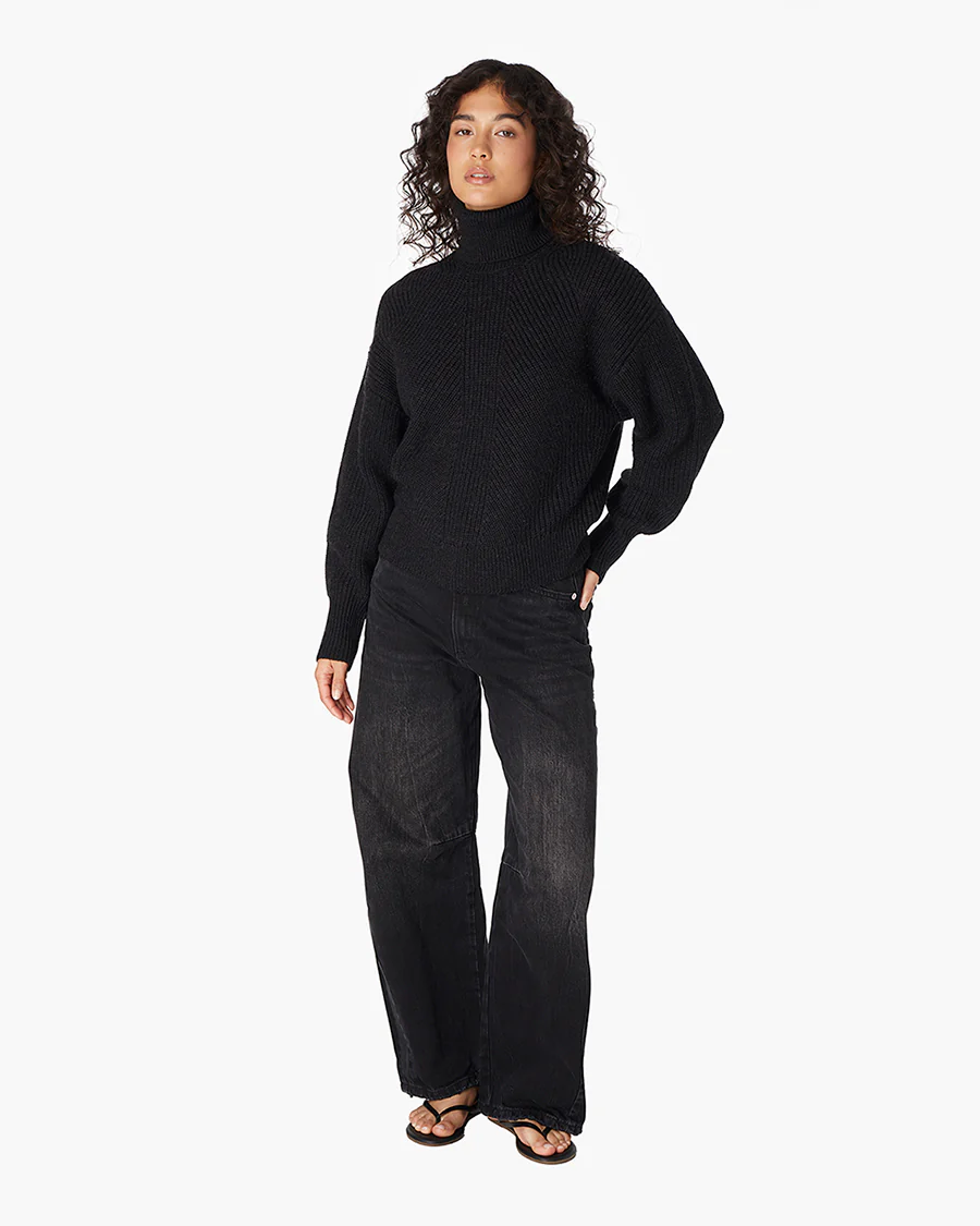 Merino Knit Turtleneck - Black - Image 2