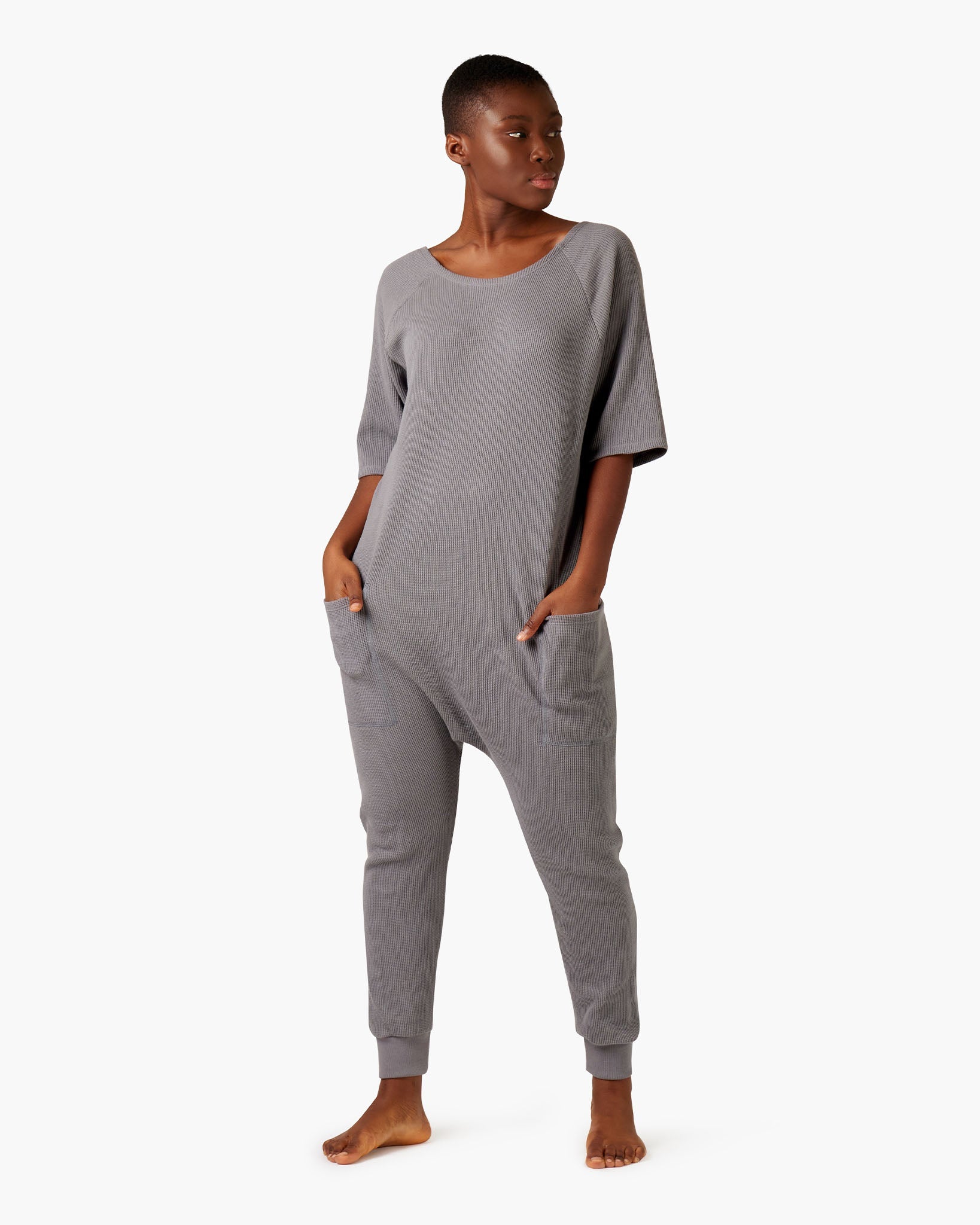 The Waffle Jumpsuit - Steel Grey